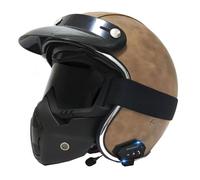 Bluetooth Motorcycle Open-Face Helmets Avce Goggles and Face Mask Retro Motorbike Half Helmet ECEDOT Approved Built-In Speakers Can Respond Automatically for Adults Unisex D,XXL:63-64CM