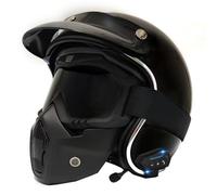 Bluetooth Motorcycle Open-Face Helmets Avce Goggles and Face Mask Retro Motorbike Half Helmet ECEDOT Approved Built-In Speakers Can Respond Automatically for Adults Unisex H,L:59-60CM