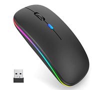 Bluetooth Mouse, iAmotus 2.4G USB Mouse LED Wireless Rechargeable Mouse (Bluetooth 5.2 + 2.4G) Ultra Slim Quiet Mouse for Computer, PC, Desktop, Laptop, iPad, MacBook, Mac OS, Windows, Android