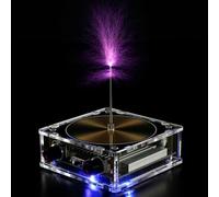 Bluetooth Music Tesla Coil Kit, 3.2 in Tesla Coil, Touchable Artificial Arc Plasma Speaker, Solid State Wireless Transmission Experiment Model Desktop Toy for Science Teaching Christmas Birthday Gift