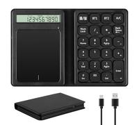 Bluetooth Number Pad, Portable Bluetooth Numeric Keypad with Display & Touchpad Calculator Foldable Financial Accounting Slim Wireless Number Pad for PC Desktop Laptop Tablet Windows Android iOS