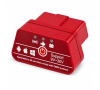 Bluetooth OBD2 Scanner - Wireless OBDII Diagnostic Code Reader for Car, Red, Compatible with iOS, Android & Windows, Check Engine Light Fault Code Reader & Reset Tool