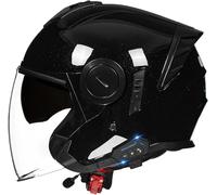 Bluetooth Open Face Helmet Motorcycle Half-Face Jet Pilot Motor-Bike Scooter Biker Retro Chopper Cruiser Vintage DOT/ECE Approved Motorcycle Helmet 2,XXL(63-64cm)
