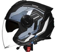 Bluetooth Open Face Helmet Motorcycle Half-Face Jet Pilot Motor-Bike Scooter Biker Retro Chopper Cruiser Vintage DOT/ECE Approved Motorcycle Helmet 1,XXL(63-64cm)