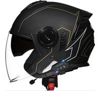 Bluetooth Open Face Helmet Motorcycle Half-Face Jet Pilot Motor-Bike Scooter Biker Retro Chopper Cruiser Vintage DOT/ECE Approved Motorcycle Helmet 4,L(59-60cm)