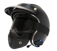 Bluetooth Open-Face Motorbike Helmets Four Seasons Motorcycle Half Helmet Retro Crash Scooter Helmets Avce Goggles ECEDOT Approved Built-In Dual Speaker Microphone Unisex F,XXL:63-64CM