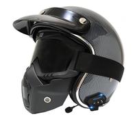 Bluetooth Open-Face Motorbike Helmets Four Seasons Motorcycle Half Helmet Retro Crash Scooter Helmets Avce Goggles ECEDOT Approved Built-In Dual Speaker Microphone Unisex E,XL:61-62CM