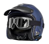 Bluetooth Open Face Motorbike Helmets Retro Style Motorcycle Half Helmet with Goggles ECEDOT Approved Crash Jet Helmets Adults Men Women Built-In Headphones and Microphone J,M:57-58CM