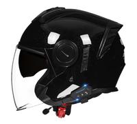 Bluetooth Open Face Motorcycle Helmet Vintage Motorbike Half Helmet Retro Vintage Style Breathable Motorcycle Helmet With Visor DOTECE Certified for Mofa Road Motorcycle Moped Adult K,XL=61~62cm