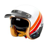 Bluetooth Open Face Motorcycle Helmet Vintage Motorcycle Half Helmet Retro Vintage Style Breathable Motorcycle Helmet With Visor DOTECE Certified for Mofa Road Motorcycle Moped 23,XL=61~62cm