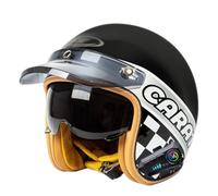 Bluetooth Open Face Motorcycle Helmet Vintage Motorcycle Half Helmet Retro Vintage Style Breathable Motorcycle Helmet With Visor DOTECE Certified for Mofa Road Motorcycle Moped 10,L=59~60cm