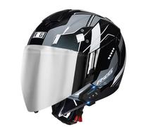 Bluetooth Open Face Motorcycle Helmets with Double Visor Scratch-Resistant ECEDOT Approved Crash Jet Motorbike Half Helmet for Chopper Moped Scooters for Adults Men Women L,L:59-60CM