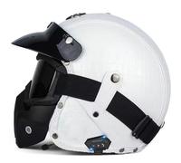 Bluetooth Open Face Motorcycle Helmets with Goggles and a Detachable Face Shield ECEDOT Approved Scooter Motorbike Half Helmet Avce Goggles with Speaker and Microphone F,XXL:63-64CM