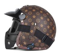 Bluetooth Open Face Motorcycle Helmets with Goggles and a Detachable Face Shield ECEDOT Approved Scooter Motorbike Half Helmet Avce Goggles with Speaker and Microphone D,XXL:63-64CM