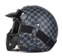 Bluetooth Open Face Motorcycle Helmets with Goggles and a Detachable Face Shield ECEDOT Approved Scooter Motorbike Half Helmet Avce Goggles with Speaker and Microphone E,XXL:63-64CM