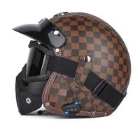 Bluetooth Open Face Motorcycle Helmets with Goggles and a Detachable Face Shield ECEDOT Approved Scooter Motorbike Half Helmet Avce Goggles with Speaker and Microphone B,XL:61-62CM