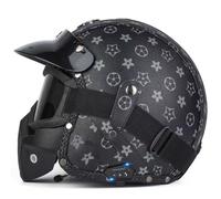 Bluetooth Open Face Motorcycle Helmets with Goggles and a Detachable Face Shield ECEDOT Approved Scooter Motorbike Half Helmet Avce Goggles with Speaker and Microphone C,L:59-60CM