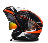 Bluetooth Open Motorcycle Helmet DOT/ECE Certified Full Face Flip Double Visor Modular Off-Road Motorcycle Helmet Unisex Adult A,XL