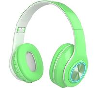 Bluetooth Over Ear Headphones, Colorful LED Lights Headphones With Built-in Microphone, Wired And Wireless Foldable Stereo Headphones,Green,Serene16