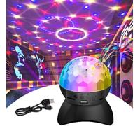 Bluetooth Party Speaker with Rotating Crystal Ball - Colorful Disco Lights & Powerful Sound - Rechargeable Portable for DJ Nights, Camping & Gifts