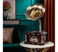 Bluetooth Phonograph Record Player, Vintage Classic Retro Gramophone Stereo Speakers System Control 33/45/78 RPM FM AUX USB Output Bluetooth 4.2