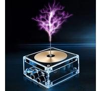 Bluetooth Plasma Loudspeaker, Touchable Artificial Lightning Arc Speaker with Gold Plated Ring Coil, Science Experiment Model for Education