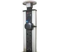 Bluetooth Pop Up Extension Tower USB Ports & Speaker Silver Hidden Gang Socket