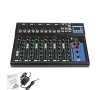 Bluetooth Portable Audio Mixer 7-Channel Professional Stereo Mixer Digital USB Computer Jack 3-Band Equalizer 6 Music Modes 48V Phantom Power Stereo DJ Mixer LCD Display For DJ,Recording,Stage