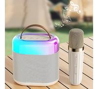 Bluetooth Portable Karaoke Machine, Karaoke Speaker with LED Ambiance Light And 2 Microphones, Supports TF/AUX-in and 4 Voice Effects Optional, For Outdoor/Indoor, Speeches, Family Gathering