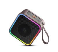 Bluetooth Portable Speaker, Bluetooth 5.3 Leather Wireless Speaker with Lights HiFi Stereo Sound, Small Speaker with Built-In Mic 10H Playtime Dustproof Waterproof for Home Garden Camping Travel Brown