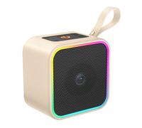 Bluetooth Portable Speaker, Bluetooth 5.3 Leather Wireless Speaker with Lights HiFi Stereo Sound, Small Speaker with Built-In Mic 10H Playtime Dustproof Waterproof for Home Garden Camping Travel white