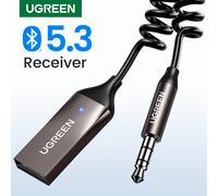 Bluetooth Receiver 5.3 Adapter Hands-Free Car Kits AUX Audio 3.5mm Jack Music Wireless Receiver for Car BT Transmitter Bright Silver