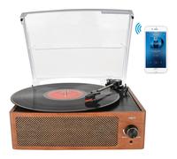 Bluetooth Record Player Belt-Driven 3-Speed Turntable, Vintage Vinyl Record Players Built-in Stereo Speakers, with Headphone Jack/ Aux Input/ RCA Li