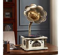 Bluetooth Record Player, Vintage Classic Gramophone with Stereo Speakers, FM, AUX, USB Output, 33/45/78 RPM, Bluetooth 4.2