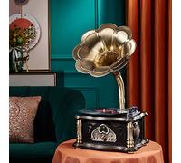 Bluetooth Record Player, Vintage Classic Gramophone with Stereo Speakers, FM, AUX, USB Output, 33/45/78 RPM, Bluetooth 4.2