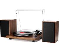 Bluetooth Record Player Wireless Turntable HiFi System Wooden Bluetooth Turntable Converter with Counter Weight, Audio Player with Twin Detachable Speakers,Built-in Phono Preamp and AT-3600L Cartridge