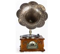 Bluetooth Record Player with FM, 3 Speed Turntable, USB & CD Player, Remote Control, Rubber Wood Finish