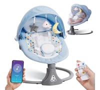 Bluetooth Remote Control Baby Swing - 5 Levels Cordless Chair with 12 Lullabies & 3 Timers | 3 Angle Portable Bouncer for Newborn (Blue)