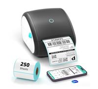 Bluetooth Shipping Label Printer, DB403 Thermal Printer with 250Pcs Roll Shipping Label, Postage 4x6 Label Printer for Address Small Business, Compatible with Royal Mail, Esty, Shopify, DPD, Evri