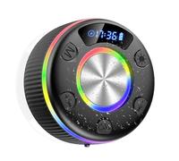 Bluetooth Shower Speaker, 2026 Portable wireless speakers with Led Light, IP7 Waterproof with Suction Cup, 8H Playtime, Stereo Bass, Time Display RGB Lights, Bulit-in Mic, Speaker for Bathroom, Travel