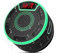 Bluetooth Shower Speaker, IPX7 Waterproof Portable Speakers with LED Display, FM Radio, Suction Cup, Built-in Mic, Mini Speaker for Bathroom Travel Pool Beach