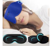 Bluetooth Sleep Mask with Removable 3D Contoured, Music Eye Mask for Sleep, Sleeping Headphones with Ultra-Thin Stereo Speakers for Side Sleepers, Perfect Tech Gifts-Blue