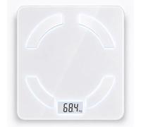 Bluetooth Smart Body Weight Scale with Body Composition Analysis, Digital Bathroom Scale with App, BMI, Body Fat, Muscle Mass, LED Display, High Precision Sensors Tempered Glass (WHITE Circle Design)