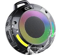 Bluetooth Speaker, 2025 Portable Wireless Shower Speaker, Digital Display Portable Speaker with Detachable hook ,IPX7 Waterproof with LED Light, HD Sound & Bass for Bathroom, Pool, Beach & Outdoor
