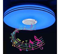 Bluetooth Speaker LED Music Ceiling Light, 72W RGB Color Changing Bathroom Ceiling Light with App & Remote Control, for Kitchen Bedroom Party, Dimmable 3000-6000K,Silver Wire