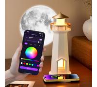 Bluetooth Speaker, Speakers Wireless Bluetooth, Lighthouse Lamp,Lighthouse Decoration, Moon Projection Lighthouses Lamp, Supports Wireless Charging For Mobile Phones (Mobile App Control Edition)