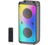 Bluetooth Speaker Wireless, 80W Peak Wireless TWS Portable Outdoor Party Speakers with Subwoofer, Deep Bass, 6 LED Colorful Lights, Loud Stereo Sound Boombox for Party, Home, Camping, Travel (Black)