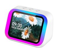 Bluetooth Speaker with 4" Display - Smart Speaker with Voice Assistant, Calls, Music, Weather, Calendar, Alarm, World Clock, Light Effects, Search Phone, Remote Camera (White)