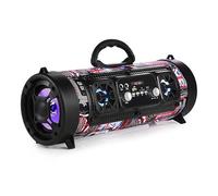 Bluetooth Speaker with Heavy Bass, 3000mAh Battery, LED DJ Lights, Dual Mic Karaoke, FM Radio, USB/TF Support, Union Jack Design, Shoulder Strap for Parties & Camping