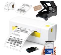 Bluetooth Thermal Shipping Label Printer Portable Wireless 4x6 Includes Paper Holder, 4x6 Labels, 2" Round Labels, USB Adapter and E-Book